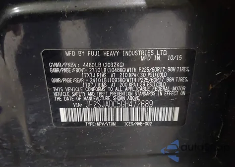 2016 Subaru Forester 2.5I Premium z USA, uszkodzony, nr VIN JF2SJADC5GH472689